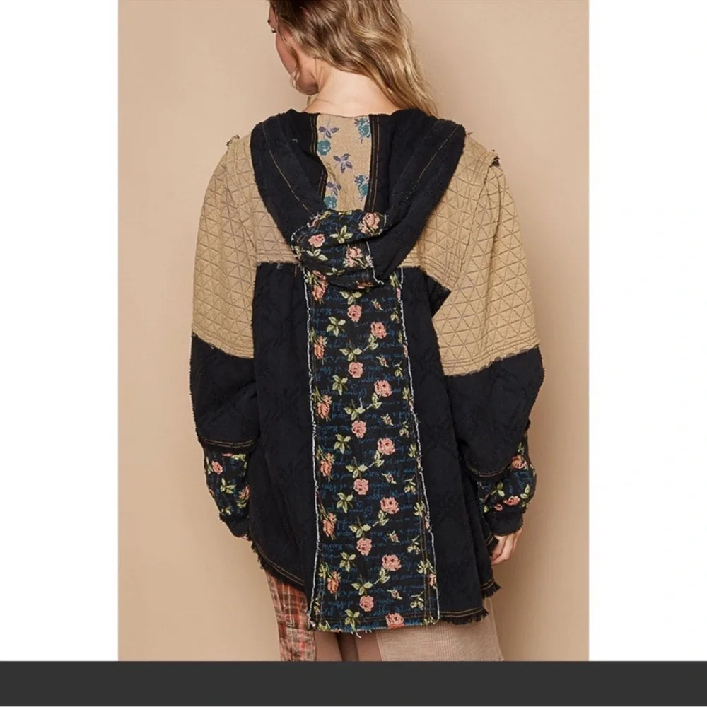 POL Bohemian Star Floral Patch Hooded Jacket S M L - Picture 4 of 4